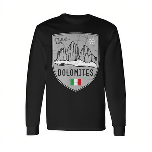 Maglietta a Maniche Lunghe con Emblema delle Dolomiti, Unisex, Girocollo, per Adulti, Promozionale - Product Image 3