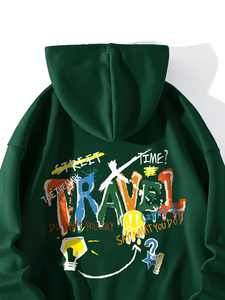 Sweat Homme Vintage 100% Coton Polaire Pull Confortable Logo Surélevé Capuche Numérique Imprimé Hiver Essentiel Fabriqué au Pakistan - Product Image 3