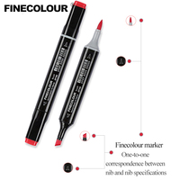 Finecolor EF102 24/36/48/60/72 couleurs, pinceaux d'art à base d'alcool, marqueurs, ensemble de stylos avec étui transparent