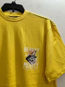 Camiseta informal con estampado de algodón 100% para hombre, hombro caído con patrón de letras, tela de impresión Digital, peso 180 gramos - Product Image 4