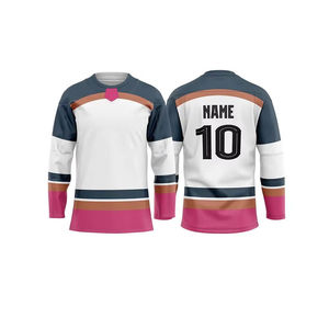 Ensemble d'uniformes de hockey sur glace personnalisés et confortables, qualité professionnelle, impression par sublimation, tissu respirant, comprenant maillots, chaussettes et logo d'équipe - Product Image 2