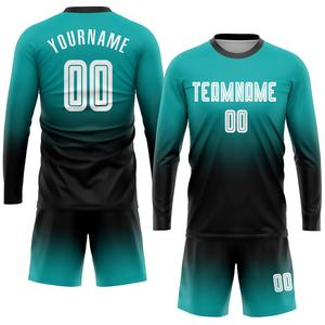 Uniforme de fútbol de manga larga personalizado para hombre Jersey y pantalones cortos de equipo degradado OEM ODM Kits de fútbol al por mayor Nombre y logotipo personalizados - Product Image 1