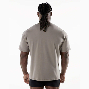 Camiseta Extra Grande para Hombre, Algodón Grueso, Corte Holgado, Manga Corta, Estilo Urbano, Informal, Relajada, Básica, para Gimnasio, Exportación, Logotipo Personalizado - Product Image 2