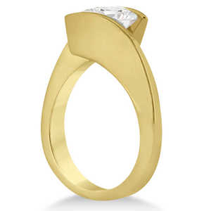 Conjunto de Joyería Fina de Oro Amarillo de 18K, Anillo de Compromiso con Diamantes Engastados en Tensión y Conjunto de Alianza Nupcial - Product Image 6