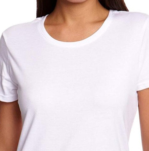 Camiseta de manga corta de color liso para mujer, camiseta de talla grande con cuello redondo para mujer, camisetas de algodón con cuello redondo de Color sólido - Product Image 5
