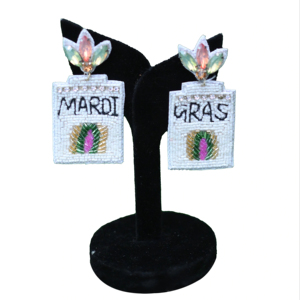 Pendientes de Cuentas Hechos a Mano con Paleta de Colores Vibrantes Inspiradas en el Mardi Gras, Pendientes de Cuentas Bordadas, Pendientes de Diseño - Product Image 1