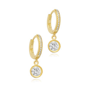 Pendientes colgantes de piedra CZ de diseño redondo de estilo diario de moda delicada joyería de plata de ley 925 hecha a mano - Product Image 4