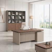 Ensemble de bureau de direction moderne Ekintop, table de direction en bois avec armoire latérale pour bureau d'entreprise, bureau à domicile