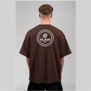 Men's High Quality Brown Color Cotton T-shirt Custom Logo <b>Drop</b> Shoulder Oversized Crew Neck 100% Cotton - Product Image 3