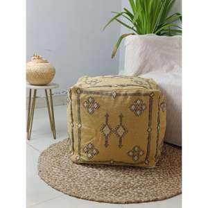 Puf de Cuero Marroquí Hecho a Mano, Otomana Tradicional Artesanal, Decoración del Hogar, Asiento Boho para Sala de Estar - Product Image 1