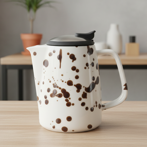 Théière en porcelaine de qualité supérieure 3460995-0.8, design nordique, durable, avec passoire en acier inoxydable et poignée en fil métallique - Product Image 2