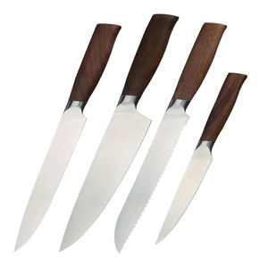 Ensemble de couteaux de cuisine en acier inoxydable forgé durable, couteaux de chef avec manche en bois - Product Image 1