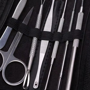 Kit de toilettage personnel professionnel 7 pièces en acier inoxydable, extracteur de points noirs à ouverture large et lame pointue pour - Product Image 6