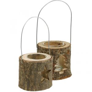 Lanterne en bois rustique de noël avec porte-bougie en verre, ornement créatif, décoration de table du Vietnam, vente en gros - Product Image 2