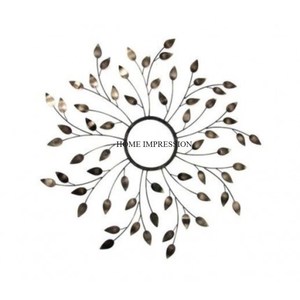 Elegante forma de hoja Metal hierro montado en la pared espejo de mayor calidad gran sala de estar decorativo espejo colgante de pared para la venta - Product Image 1