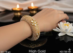 สร้อยข้อมืออินเดียแบบดั้งเดิมของคาดาสีทองโบราณทำด้วยมือเครื่องประดับของเจ้าสาววินเทจที่สง่างามและชุดรื่นเริง - Product Image 4