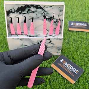 Pinzas de pestañas de calidad Pinzas de pestañas de volumen sostenible de 90 grados Pinzas de extensión de pestañas de embalaje personalizado - Product Image 1