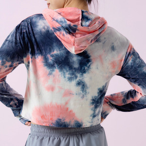 เสื้อฮู้ดกันหนาวมัดย้อมสำหรับผู้หญิงเสื้อครอปแบบมีฮู้ดสีและขนาดที่กำหนดเองสำหรับฤดูหนาวดีไซน์ล่าสุด - Product Image 5