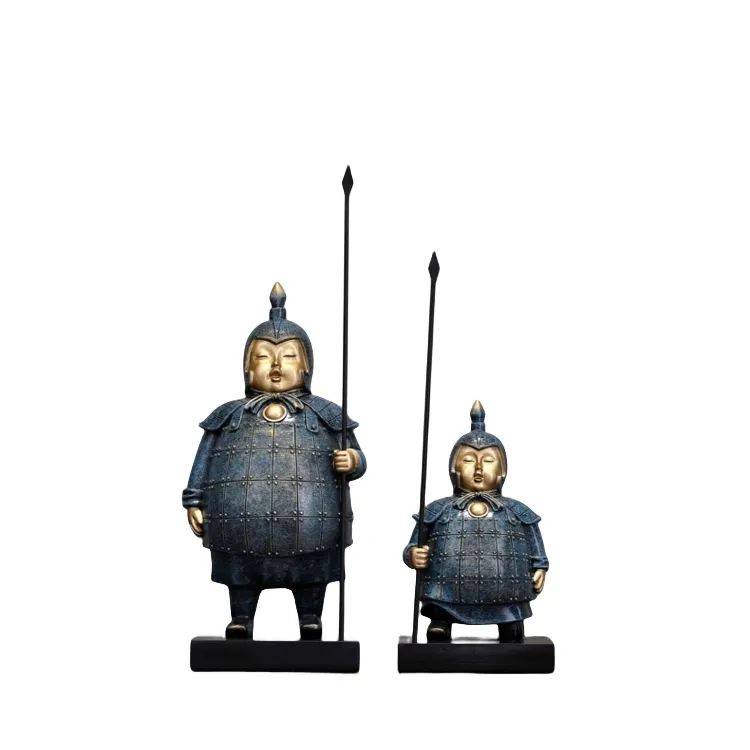 銃を持った樹脂テラコッタの戦士新しい中国風の装飾家の装飾