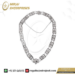 Brújula y cuadrado chapados en plata al por mayor con cuello de cadena masónico G para tela de algodón Blue Lodge Master Mason Regalia - Product Image 5