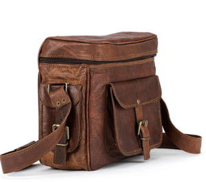 Meilleur prix 100% sac de support de caméra en cuir de buffle Design classique élégant avec fermeture à glissière durable directement fabricant indien - Product Image 1