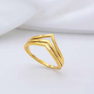 Customized Triple Design Chevron V Shape Solid Brass Stackable <b>Ring</b> in 18k <b>Gold</b> Filled Jewellery for Women and Men <b>Thumb</b> <b>Ring</b> - Product Image 5