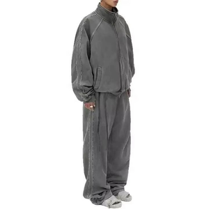 High Quality Plain Oversized Vintage Heavy Acid Wash 100% Cotton <b>Sweat</b> <b>Suit</b> Distressed Fleece Tracksuit <b>for</b> <b>Women</b> Breathable - Product Image 5