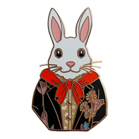 Épinglette en métal motif lapin mignon, thème animal, en alliage de zinc émaillé, accessoire pour Pâques