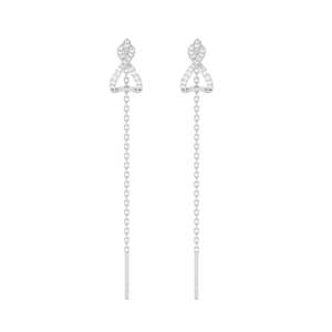 NOVAMART Fine Premium 925 Sterling Silver White Sui Dhaga <b>Threader</b> Drop <b>Earrings</b> with AAA Grade Pearl and Prong Setting Geometri - Product Image 1
