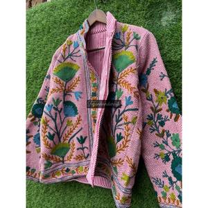 Customizable Embroidery Suzani Jute Fabric Jacket for Autumn Season Women's Handmade Cotton Suzani Jacket Embroidered Uzbek - Product Image 4