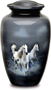 Urnes de crémation en aluminium avec des fleurs en relief, des urnes funérailles en métal blanc avec des œuvres d'art en relief - Product Image 4