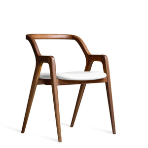 Silla de comedor moderna de madera maciza con reposabrazos, muebles de comedor de madera minimalista nórdica, asiento tapizado para restaurante en casa - Product Image 2