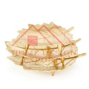 Hot Selling Brass Antique Leaf Bowl Platter for Home Decor/Hot Selling Tree Leaf Serving Platter for Kitchenware Usage/Low Price - Product Image 1
