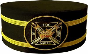 Casquette noire des Chevaliers Templiers avec tresse dorée – Casquettes de couronne maçonniques haut de gamme tendance - Product Image 2