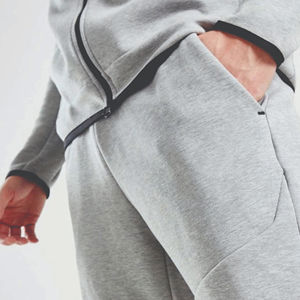 2025 diseño OEM 69% algodón 31% poliéster Heather Grey hombres Tech Fleece chándal con cremallera completa Sudadera con capucha Joggers pantalones de chándal - Product Image 2