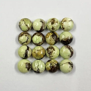 คุณภาพดีที่สุดที่ขายดีที่สุดธรรมชาติ 9 มม.มะนาว Chrysoprase รอบ Cabochons หลวมอัญมณีเครื่องประดับอัญมณี - Product Image 5