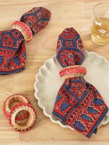 Anillo para Servilletas de Ratán con Detalles Rojos, Porta Servilletas Hecho a Mano, Decoración Rústica para Mesa de Restaurante, Hogar, Comedor, Bodas y Celebraciones - Product Image 3