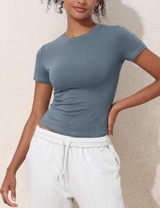 Camiseta de Verano para Mujer, Talla Grande, Tejido Ligero, Suave, Transpirable, Elástica, Ajustada, de Secado Rápido y Ecológica - Product Image 4