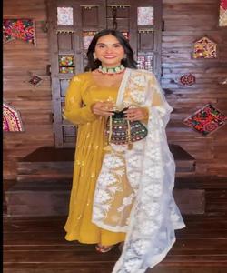 Broderie de style anarkali vêtements indiens et pakistanais vêtements pour femmes Salwar Kameez costume de fête mariage indien dames vente en gros ethnique - Product Image 5