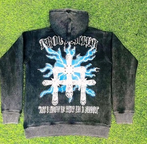 Pull-over surdimensionné pour hommes personnalisé délavé à l'acide Sweat à capuche lourd avec logo imprimé Streetwear Sweats à capuche pour hommes délavés à l'acide - Product Image 3