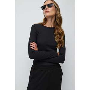 Camiseta Elástica Básica Informal de Manga Larga con Cuello Redondo en Tela Turca 100% Algodón - Product Image 1