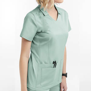 Chemise de travail pour hommes adultes, uniforme d'hôpital, col en V, manches courtes, couleur personnalisée, tissu en coton, chemise de travail pour hôpital - Product Image 3