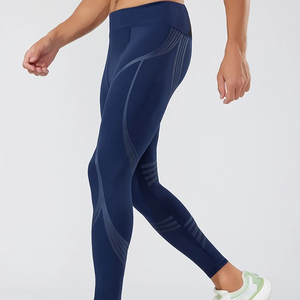 Collants de compression de course pour hommes, pantalon d'entraînement antibactérien à séchage rapide et élastique, poche arrière en maille, impression de taille pour entraînement de gymnastique - Product Image 4