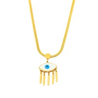 Hochwertiger Vintage-Anhänger aus Edelstahl, vergoldet, mit blauem Glücksauge und Quaste, 24k Geschenk