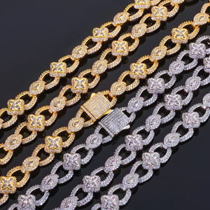 Chaîne à maillons tendance plaquée or 18 carats, argent, 10 mm de large, couleur D, diamant moissanite VVS, chaîne à maillons cubains pour la vie hip-hop - Product Image 3