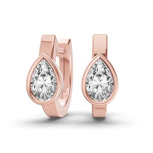 Teardrop Pear Lab Grown Diamond <b>Huggie</b> Earring 1.00 Ct Tw F-G Color VS Clarity 2 Diamonds 14K <b>Solid</b> <b>Gold</b> Minimalist Solitaire - Product Image 1