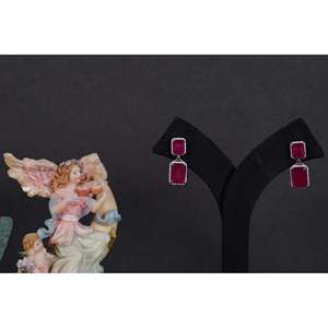 SILVERINGS Boucles d'oreilles pendantes en argent sterling 925 avec pierre rubis, accessoire de mode - Product Image 1
