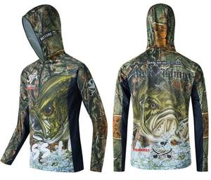 เสื้อตกปลาแขนยาวมีฮู้ดสำหรับตกปลาเสื้อตกปลาแบบระบายอากาศได้ดีแห้งเร็วออกแบบได้ตามต้องการ - Product Image 1