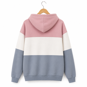 Sudadera con Capucha para Mujer, Diseño Color Block, Mezcla de Algodón y Felpa, con Bolsillo y Logotipo Bordado en la Parte Delantera, Ropa Casual de Invierno - Product Image 3