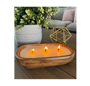 Bougie en bois bol pour vacances décor à la maison sur le thème de Noël pâte en bois bougie bol en bois pâte bol bougie - Product Image 1